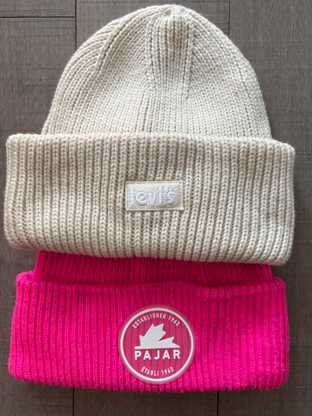 ♠️2 Knit Beanies♠️Levi's, Pajar- Both Thick Knit Beanies-NWOT